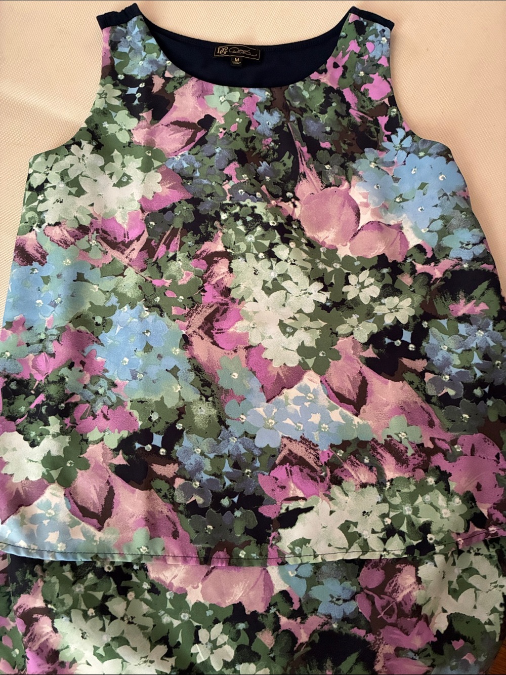 DG2 by Diane Gilman Floral Print Tank Top in Pink, Blue, Green, White